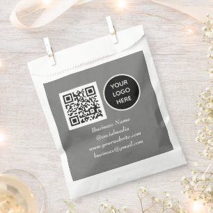 Social media QR Code Grey Business Logo Favor Bag