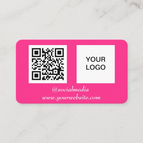 Social media QR Code Hot Pink Professional Modern Business Card