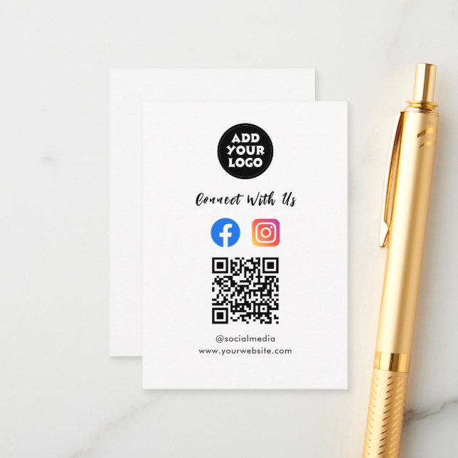 Social Media Qr Code | Instagram Facebook Enclosure Card (Front/Back In Situ)