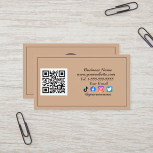 Social media QR Code Logo Black Influencer Kraft Business Card