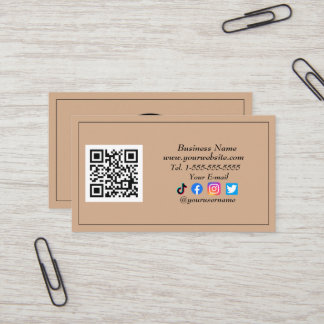 Social media QR Code Logo Black Influencer Kraft Business Card
