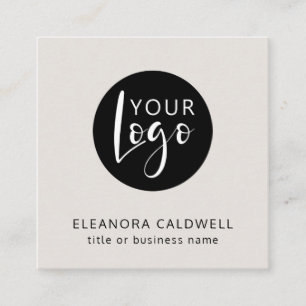 Social Media QR Code Logo Elegant Eggshell Square Business Card