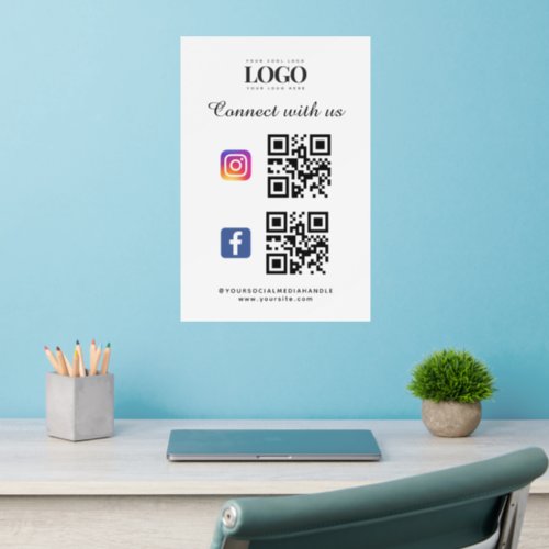 Social Media Qr Code Logo Facebook Instagram White Wall Decal