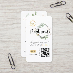 Social Media QR Code & Logo Thank You Eucalyptus Business Card