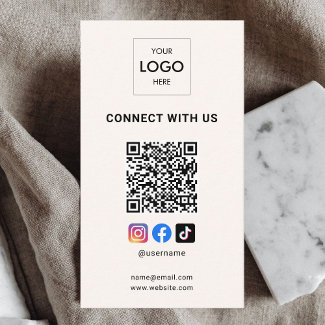 Social Media QR Code Modern Logo Beige