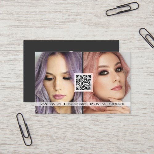 Social media QR code modern makeup artist photo Bu Business Card