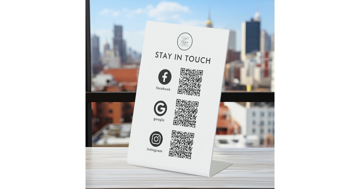 Social Media QR Code Pedestal Sign | Zazzle