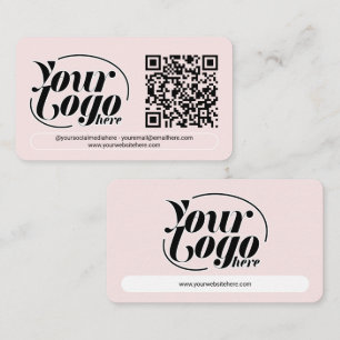 Social Media QR Code Pink Professional Marketing Business Card