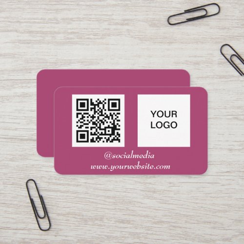 Social media QR Code Pink Professional Modern  Business Card