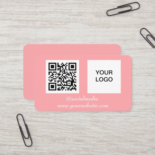 Social media QR Code Pink Professional Modern  Business Card