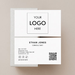 Social Media QR Code Professional White Business Card
