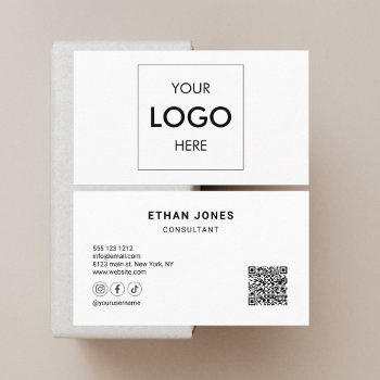 Social Media Qr Code Professional White Business Card by CrispinStore at Zazzle