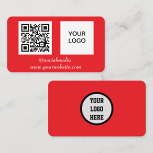 Social media QR Code Red Professional Modern Business Card