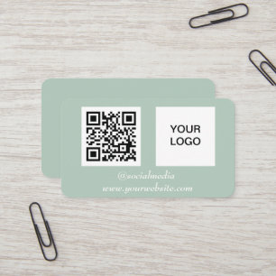 Social media QR Code Sage Green Professional Business Card