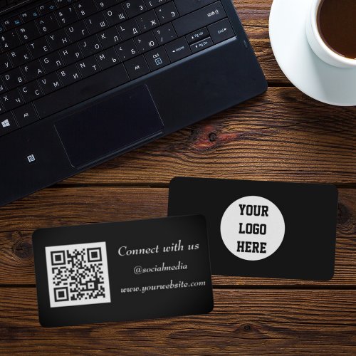 Social media QR Code Scannable Black Professional Business Card