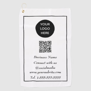 Social media QR Code Scannable Black Professional Golf Towel