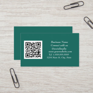 Social media QR Code Scannable Emerald Green Business Card