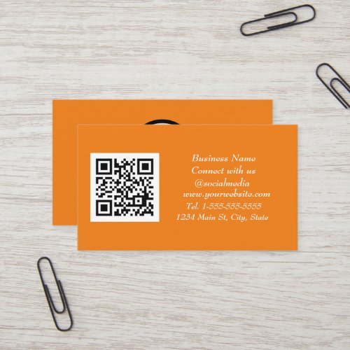 Social media QR Code Scannable Orange Trendy Business Card