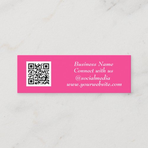 Social media QR Code Scannable Pink Feminine Mini Business Card