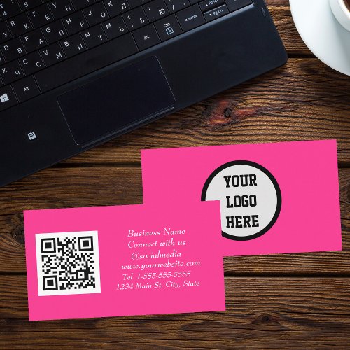 Social media QR Code Scannable Pink Magenta  Business Card