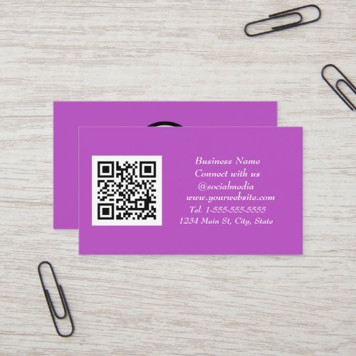 Social media QR Code Scannable Purple Modern Business Card