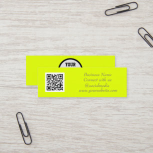 Social media QR Code Simple Fluorescent Yellow Mini Business Card