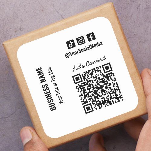 Social Media QR Code  Square Sticker