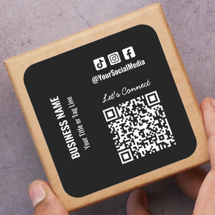 Social Media QR Code Square Sticker