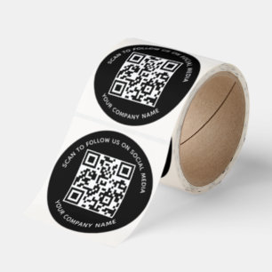 Social Media QR Code Stickers Black Scan to Follow