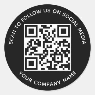 Social Media QR Code Stickers Black Scan to Follow