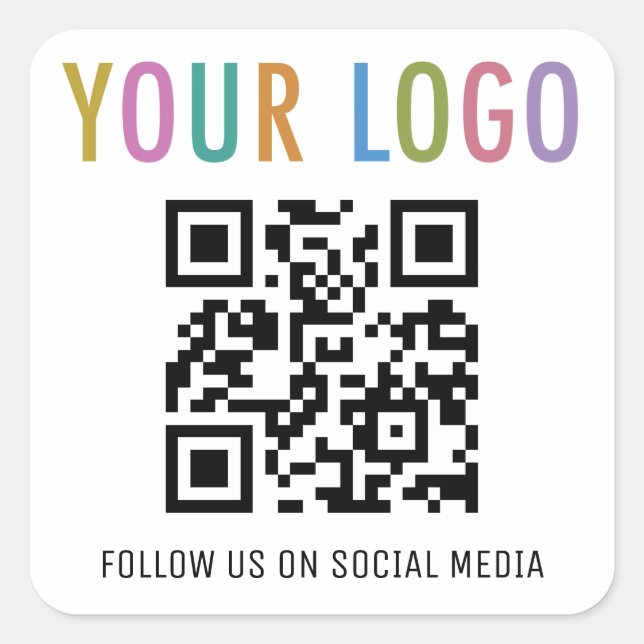  Social Media QR Code Stickers with Logo Square (Front)