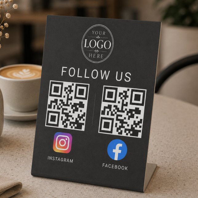 Social Media QR Code Tabletop Display Pedestal Sign (Creator Uploaded)