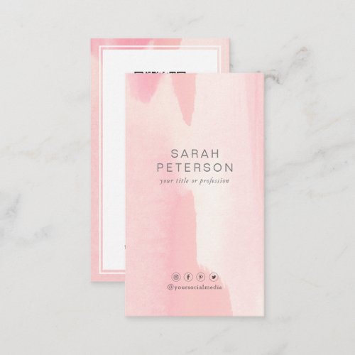 Social media QR code Trendy stylish blush personal Business Card