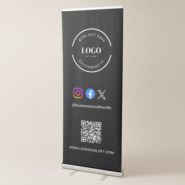Social Media QR code website Custom logo Retractable Banner (3/4)