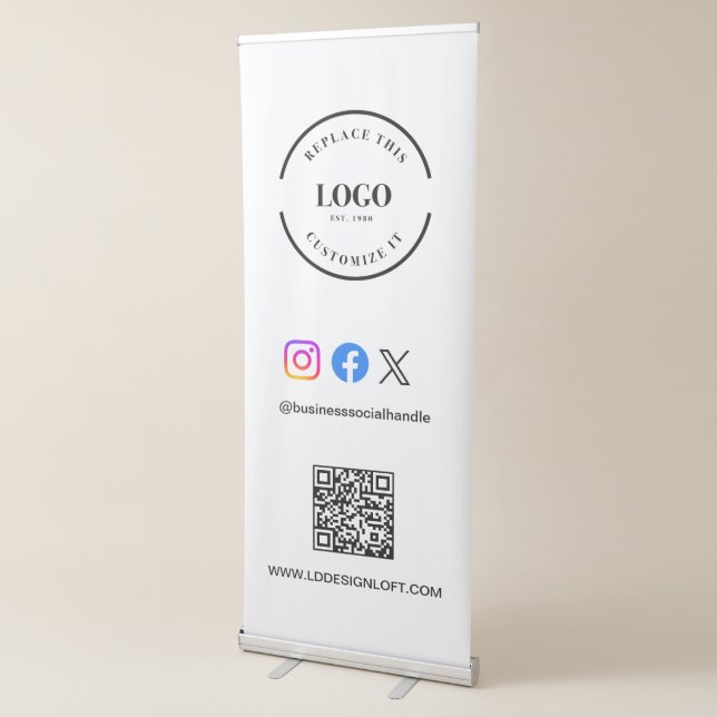 Social Media QR code website Custom logo Retractable Banner (3/4)