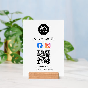 Social Media QR   Facebook Insta  Wood Block Sign