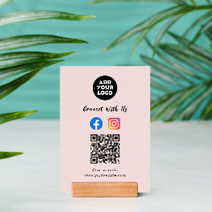 Social Media QR Facebook Insta Wood Block Sign