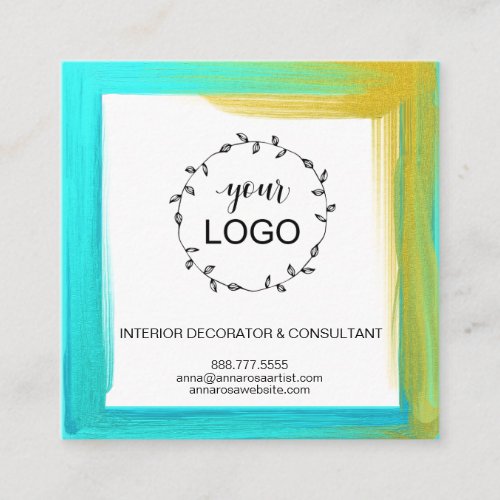 Social Media QR LOGO Bold Color Square Business Card