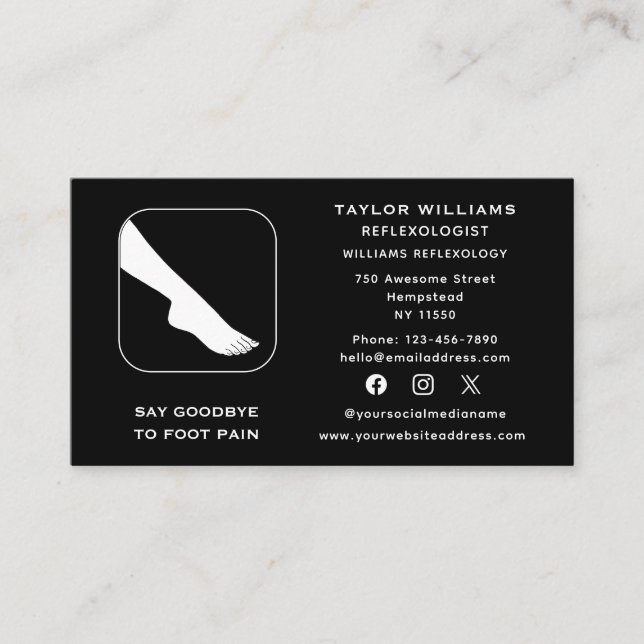 Social Media Reflexology Reflexologist Foot Doctor Business Card (Front)