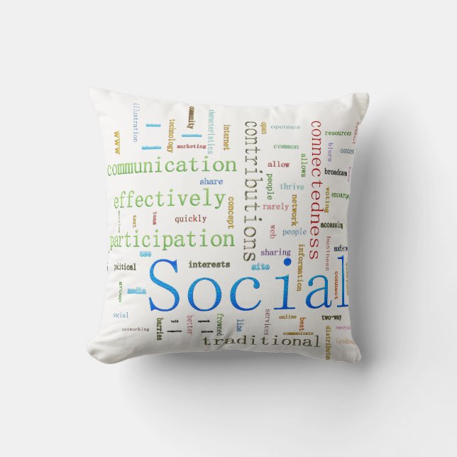 Social Media Related Text Design Throw Pillow (Front)