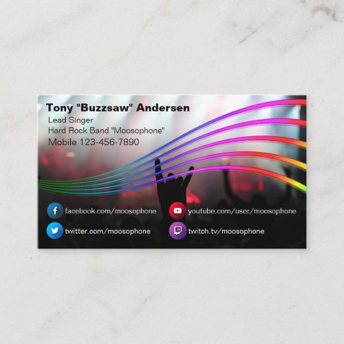 Social Media Rock Band Concert Photo  Musician Business Card