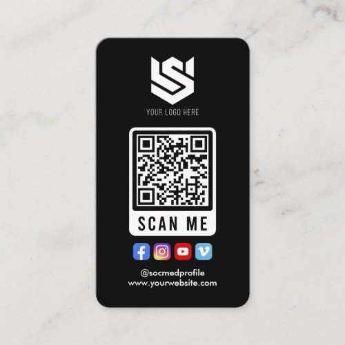 Social Media Scan Me QR Code Logo Modern Simple Business Card