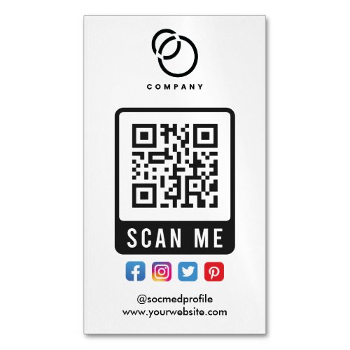 Social Media Scan ME QR Code Logo Modern Simple Business Card Magnet