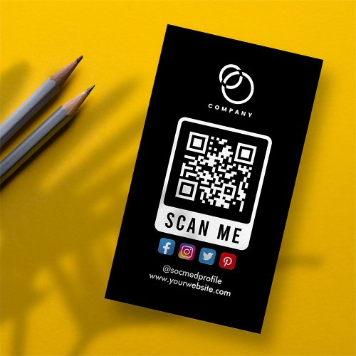 Social Media Scan ME QR Code Logo Modern Simple Business Card Magnet