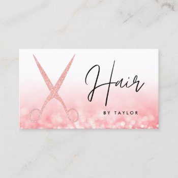 Social Media Scissors Hair Pink Glitter Style Business Card by TwoTravelledTeens at Zazzle