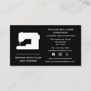 Social Media Seamstress Tailoring Sewing Machine Business Card