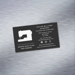 Social Media Seamstress Tailoring Sewing Machine Business Card Magnet