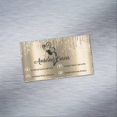 Social Media Sepia Gold Drips Logo Metal Business Card Magnet (In Situ)
