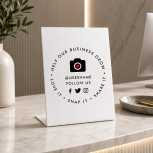 Social Media Sign Follow Us Business Tabletop