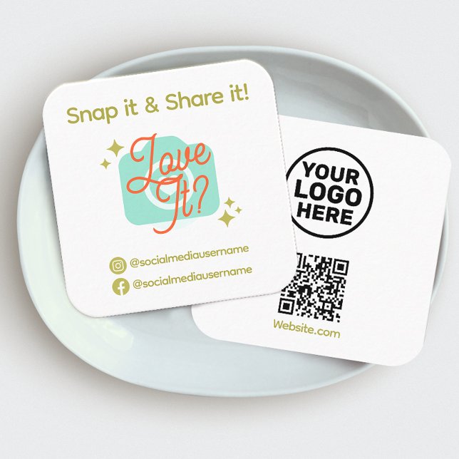Social Media Snap and Share, QR Code Square Business Card (Creator Uploaded)